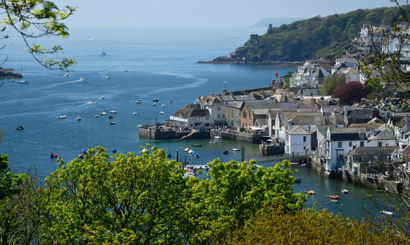 Fowey town and the river estuary towards Polruan