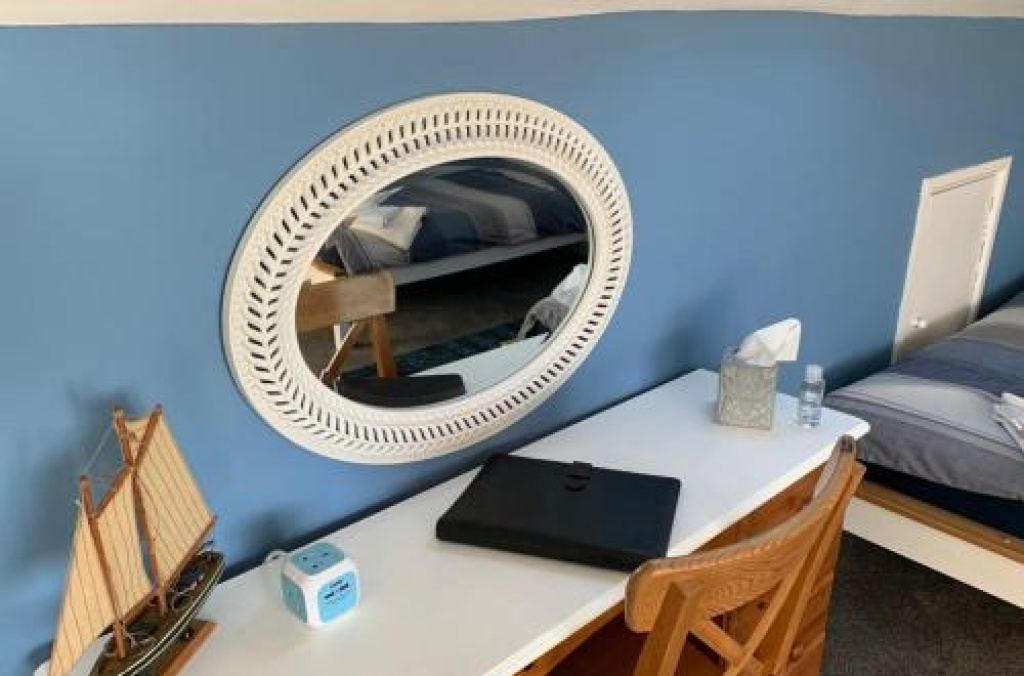 Writing desk area in a guest room
