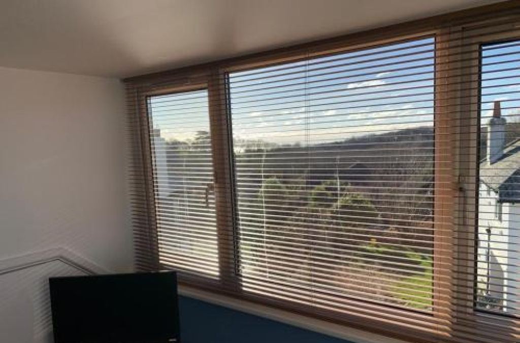 Guest room window with view over the garden